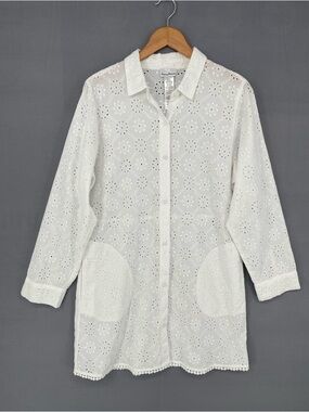 Tommy Bahama Harbor Eyelet Shirt Swim Cover-Up Dress